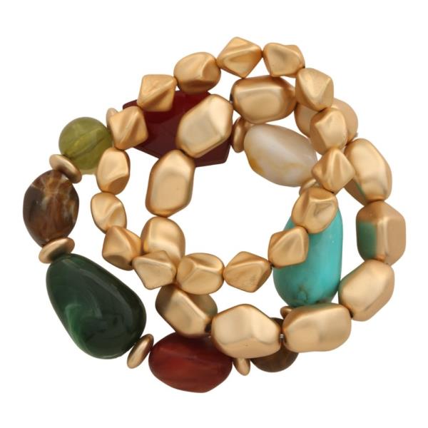BEADED STONE STRETCH BRACELET