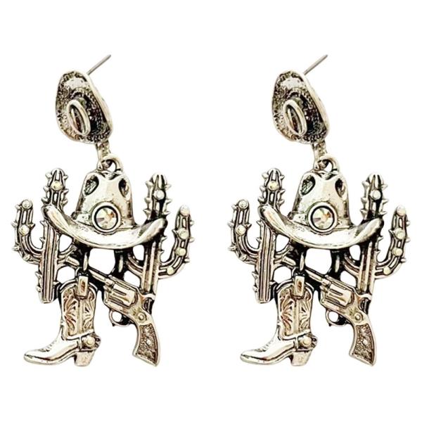 Western Cowboy Cactus Dangle Earring