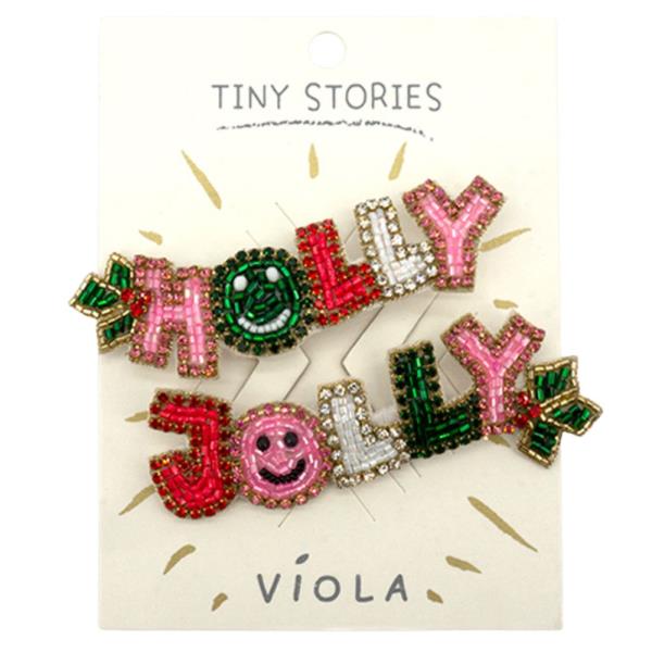 CHRISTMAS JOLLY BEADED BROOCH