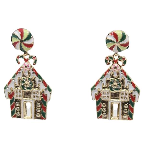 CHRISTMAS CANDY HOUSE DROP EARRING