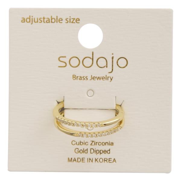 SODAJO Double Band CZ Gold Dipped Adjustable Ring