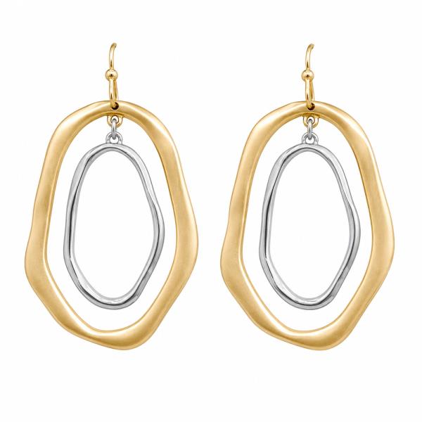 Abstract Open Oval Drop Earring