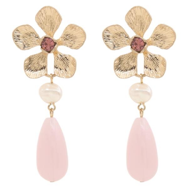 Floral Pearl Teardrop Dangle Earring