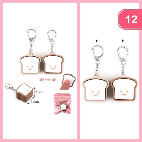 3D Printed Toast Bread Fidget Keychain (12 Units)