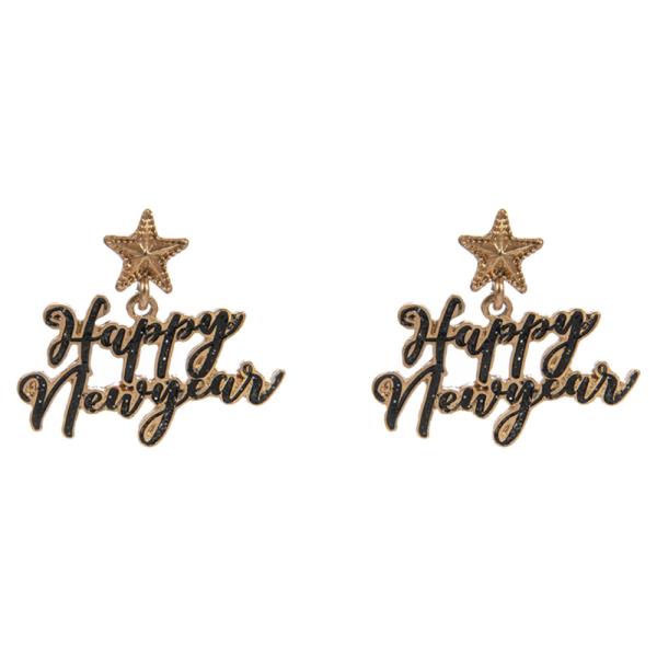 Happy New Year W Star Post Earring