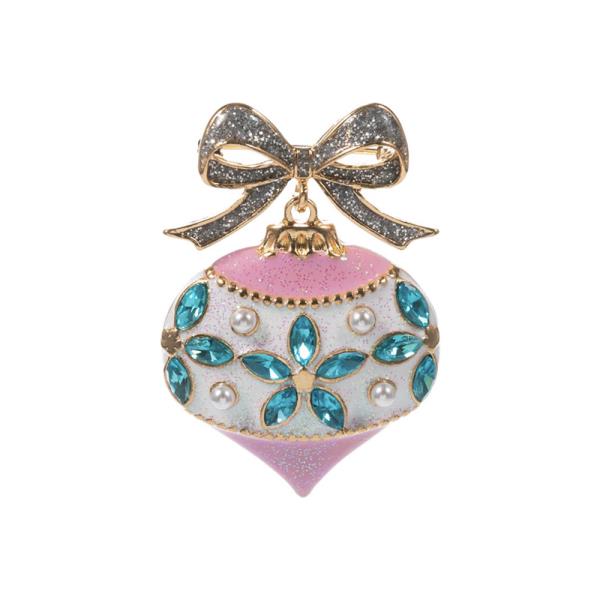 ORNAMENT SHAPED ENAMEL W/ STONE DETAILS BROOCH