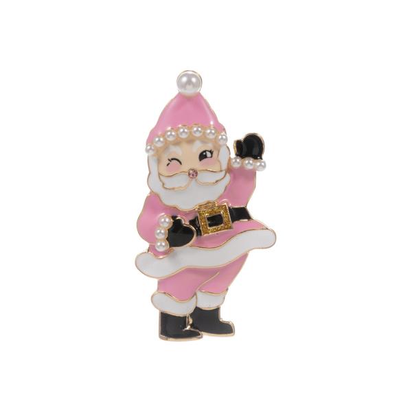 SANTA CLAUS SHAPED ENAMELED SINGLE BROOCH