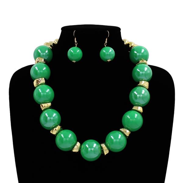 Resin Bead Statement Necklace Set