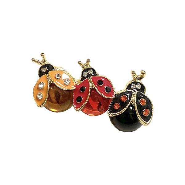Rhinestone Ladybug Brooch Set
