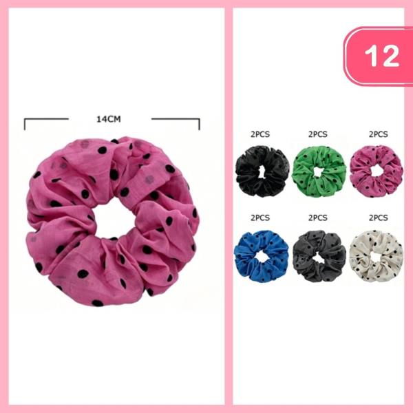 Polka Dot Hair Scrunchie (12 Units)