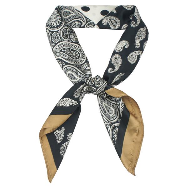 Paisley Dot Quad Print Bandana Square Neck Scarf