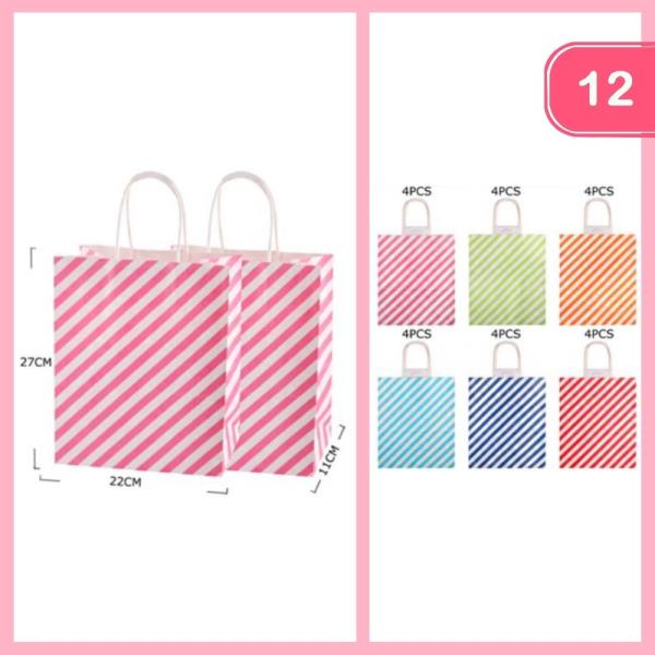 Striped Paper Gift Bag (12 Units)