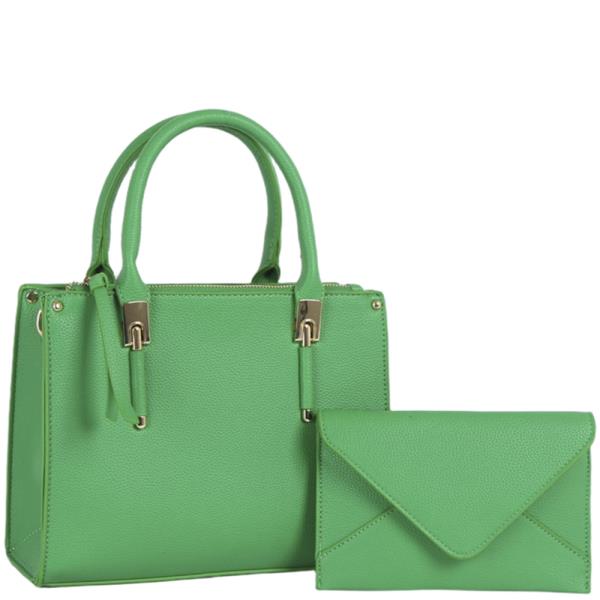 2IN1 Textured Handle Tote W Clutch Set