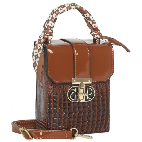 Croc Pattern Scarf Handle Design Crossbody Bag