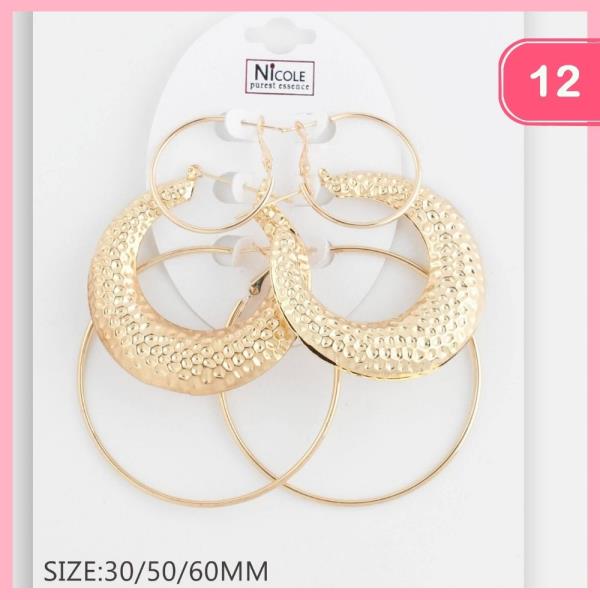 Metal Hoop Earring Set (12 Units)