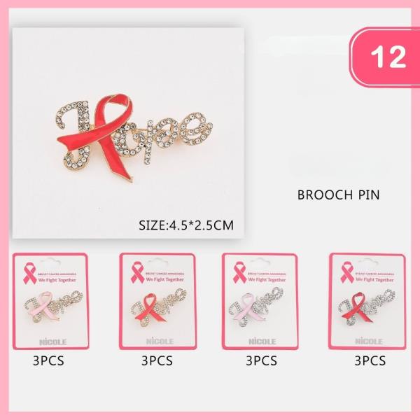 Hope Ribbon Breast Cancer Brooch (12 Units)