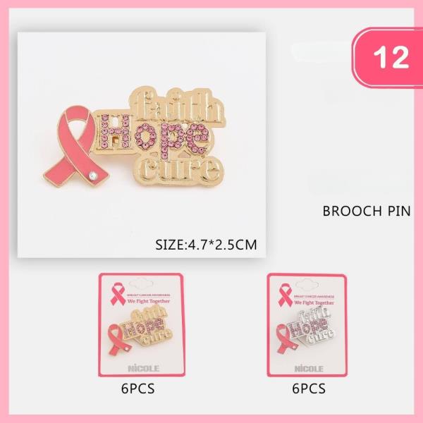 Hope Ribbon Breast Cancer Brooch (12 Units)