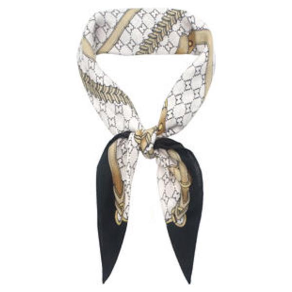 EQUESTRIAN HORSEBIT STRAP PRINT SILKY BANDANA SQUARE NECK SCARF