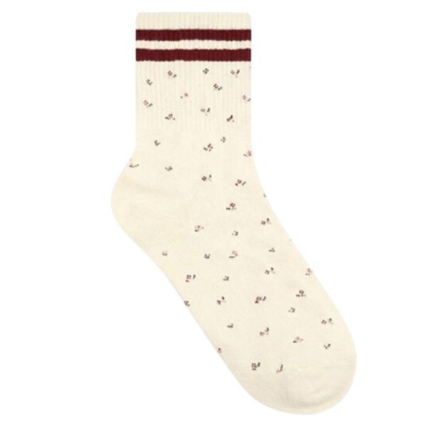 TINY FLORAL STRIPE CREW SOCKS