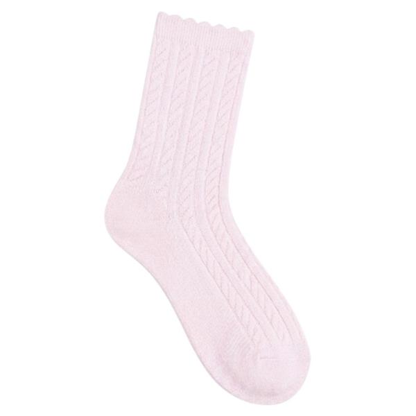 CABLE KNIT SCALLOP TRIM CREW SOCKS
