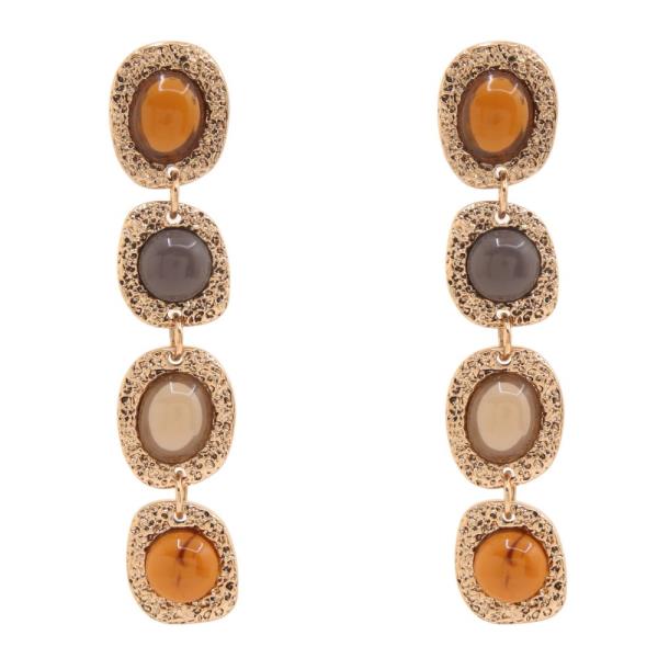 METAL STONE DROP EARRING