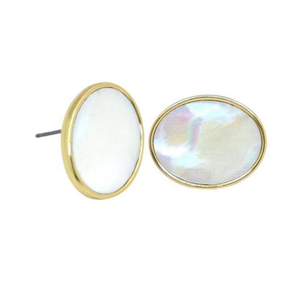 Minimalist Mother of Pearl Round Post Earring