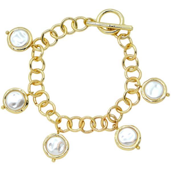 Chain Link Coin Pearl Charm Bracelet (12 Units)