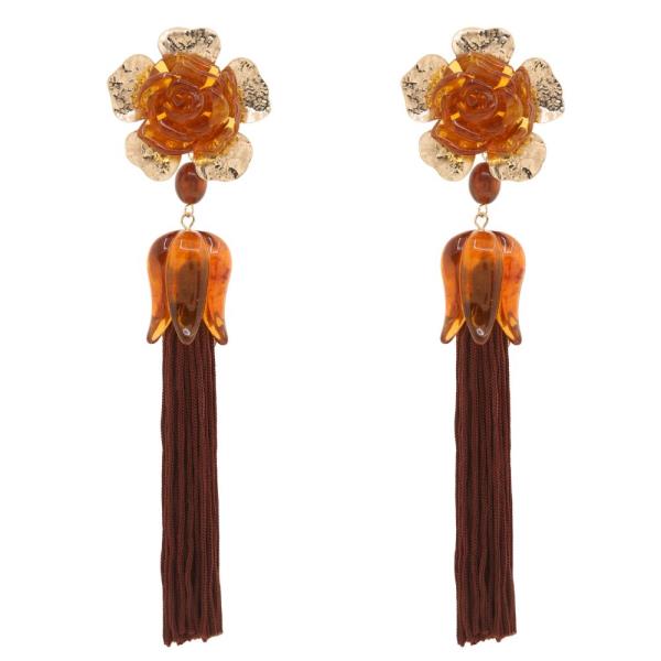 Flower Tassel Dangle Earring