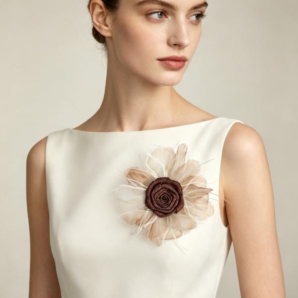 ORGANZA ROSE FLORAL BROOCH