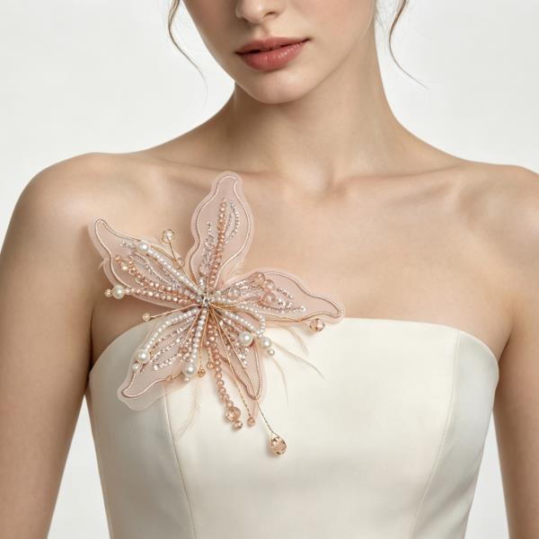 BEADED SEQUIN BUTTERFLY BROOCH