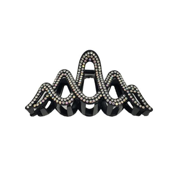 Rhinestone Triple Wave Hair Claw Clip