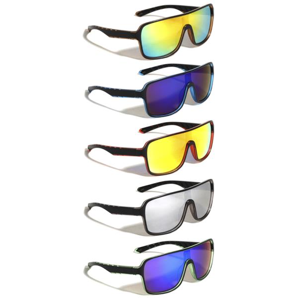 Mirror Shield Lens Duo Tone Sunglasses 1DZ