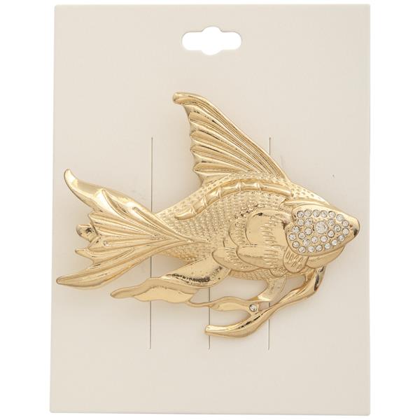 RHINESTONE METAL FISH BROOCH