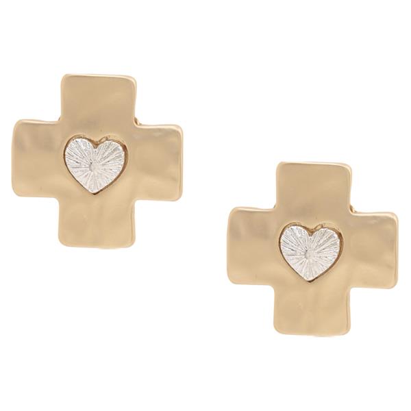 Cross Heart Stud Earring