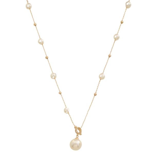 PEARL METAL CHAIN PENDANT NECKLACE