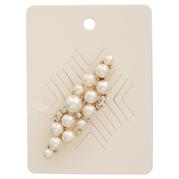 ASYMMETRICAL CLUSTER PEARL RHINESTONE BROOCH