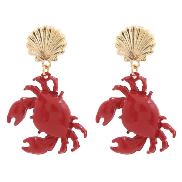 Seaside Shell Crab Dangle Earring