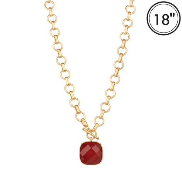 METAL EPOXY STONE LINK TOGGLE NECKLACE