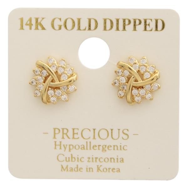 14K Gold Dipped CZ Design Earring