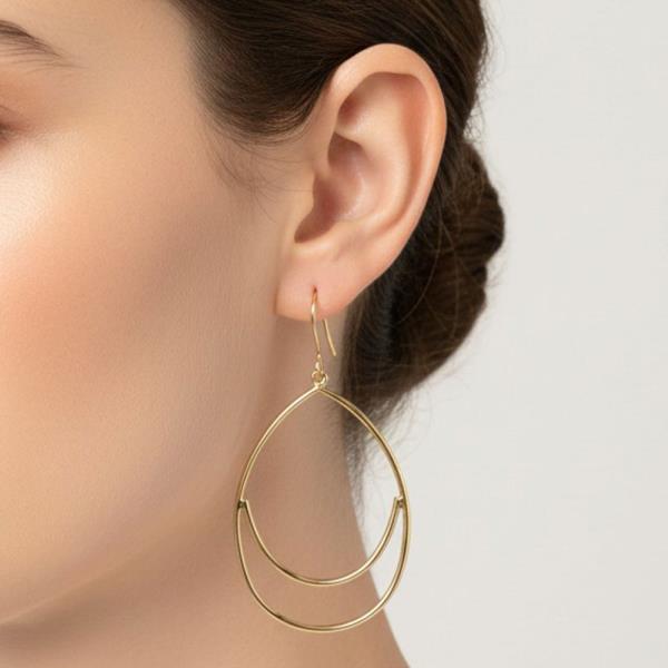 Gold Rhodium Plated Teardrop Dangle Earrings