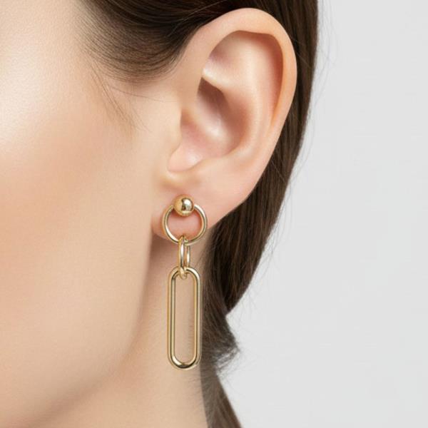 Gold Rhodium Plated Paperclip Link Earrings