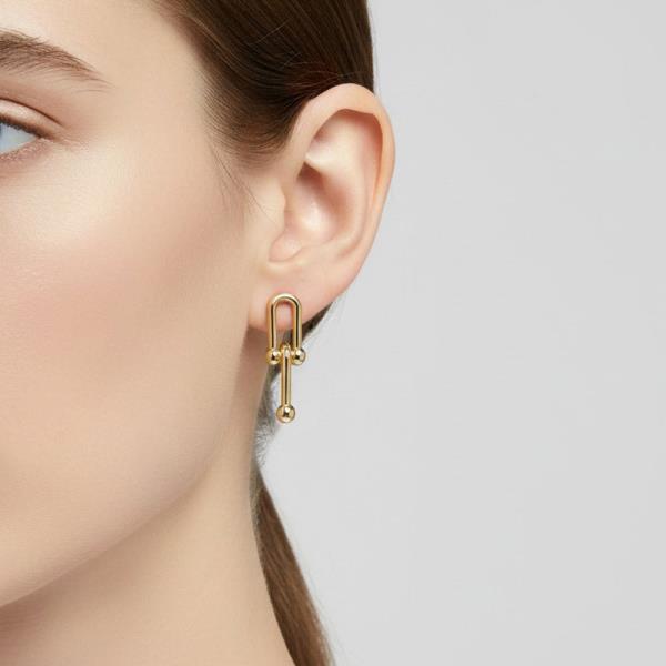 Gold Rhodium Plated Paperclip Link Earrings