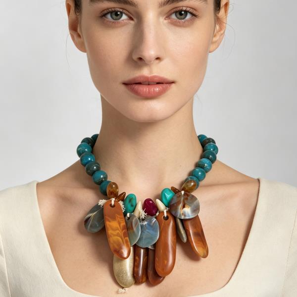 Multi Charm Resin Beaded Necklace
