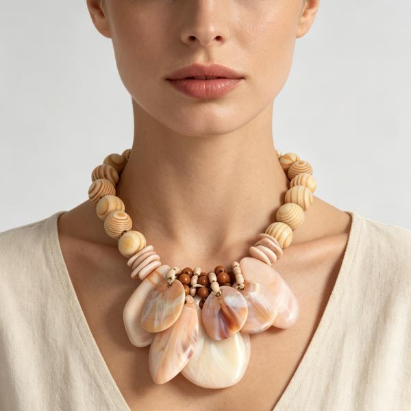 SEALIFE SHELL CHUNKY BEADED NECKLACE