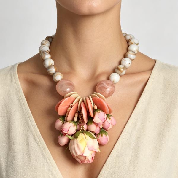 FLORAL SEALIFE SHELL BEADED NECKLACE