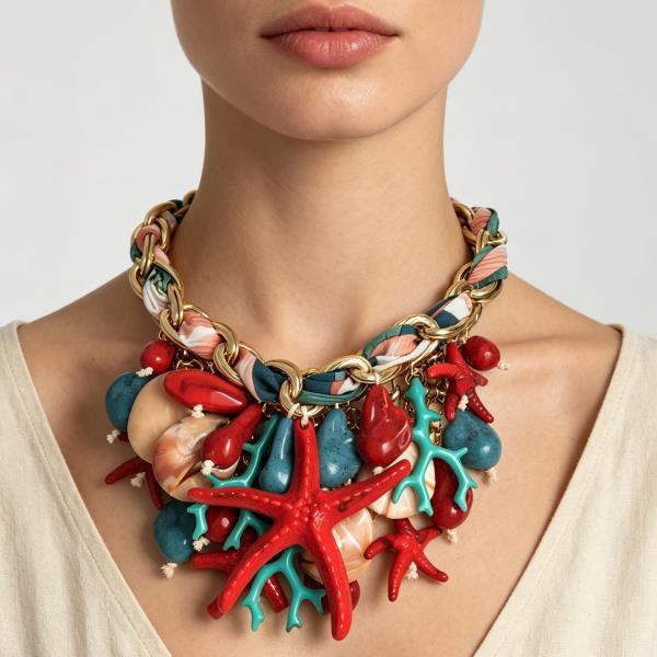 SEALIFE CORAL STATEMENT NECKLACE