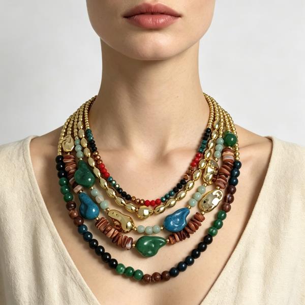 MULTI STRAND SEALIFE BEADED NECKLACE