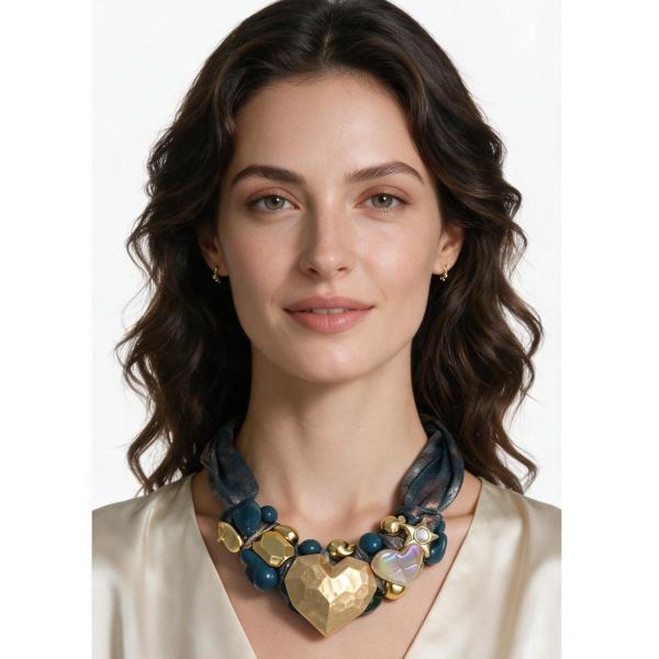 HEART RESIN BEADED NECKLACE