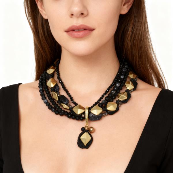 LAYERED RESIN PENDANT NECKLACE