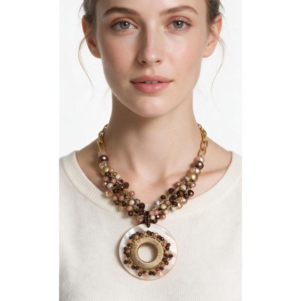 Beaded Resin Pendant Necklace